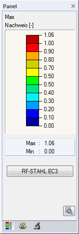 Panel mostrando el botón RF-STEEL EC3 para el diseño de estructuras de acero según el EC3. Función útil en ingeniería.